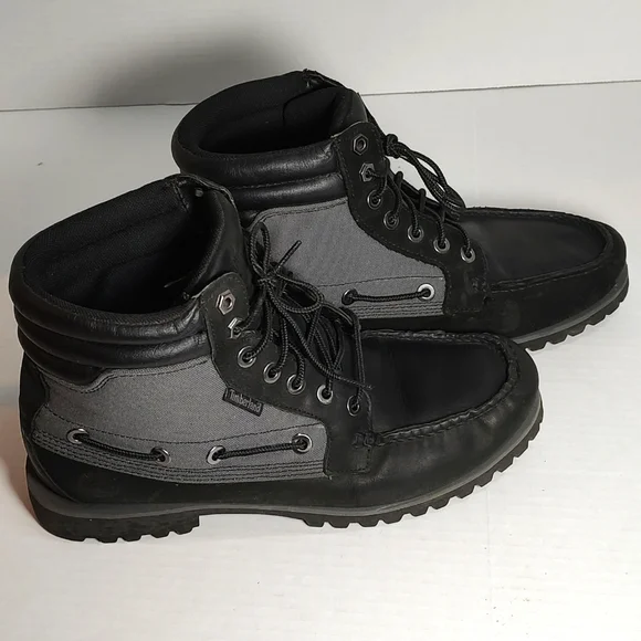 Men's 9 Timberland Boots Black Grey Gray Suede Nubuck - Picture 1 of 8